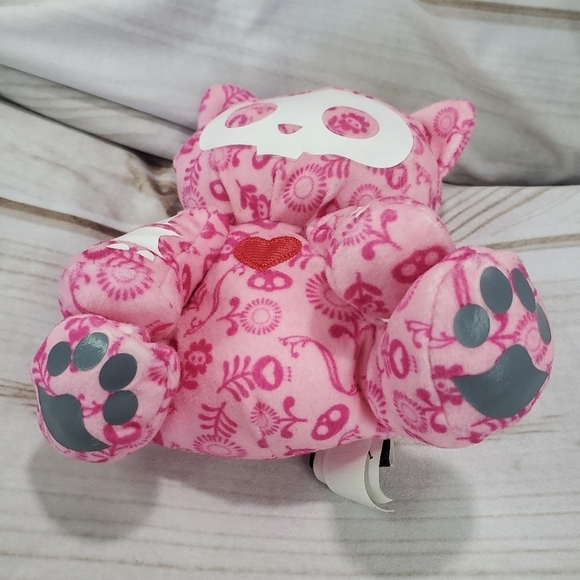 Rare Skelanimals Plush Kit Kat Floral Pattern Stuffed Doll 7 Pink White 7 Inch - Picture 5 of 13